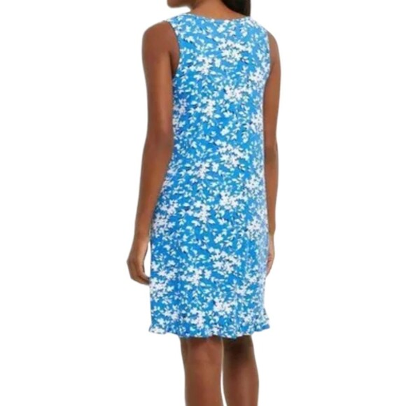 Draper James Nightgown Pajamas Ruffle Nightie Blue Floral White Dress Short S M - Picture 2 of 13
